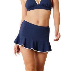 TOMMY BAHAMA Island Cays Cabana Swim Skirt XL Navy Blue High Waist Flounce NWOT